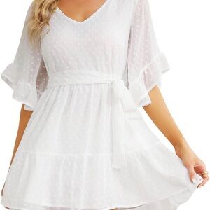 Chic White Ruffle Mini Dress